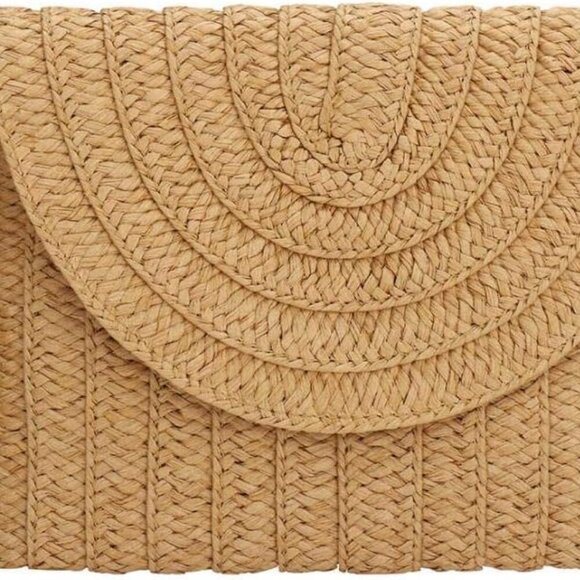 Straw Clutch,Straw Handbag Clutch for Women Summer Beach Straw Woven Envelope Pu - Picture 1 of 6